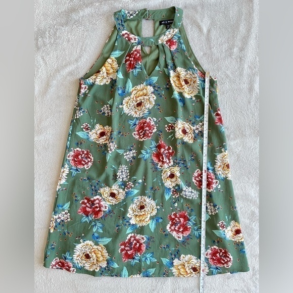 AS U Wish Womens Crepe green Floral Print Casual Dress size S - Picture 5 of 10